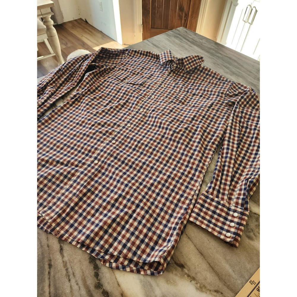 Wrangler Mens Plaid Western Pearl Snap Long Sleeve Shirt XL